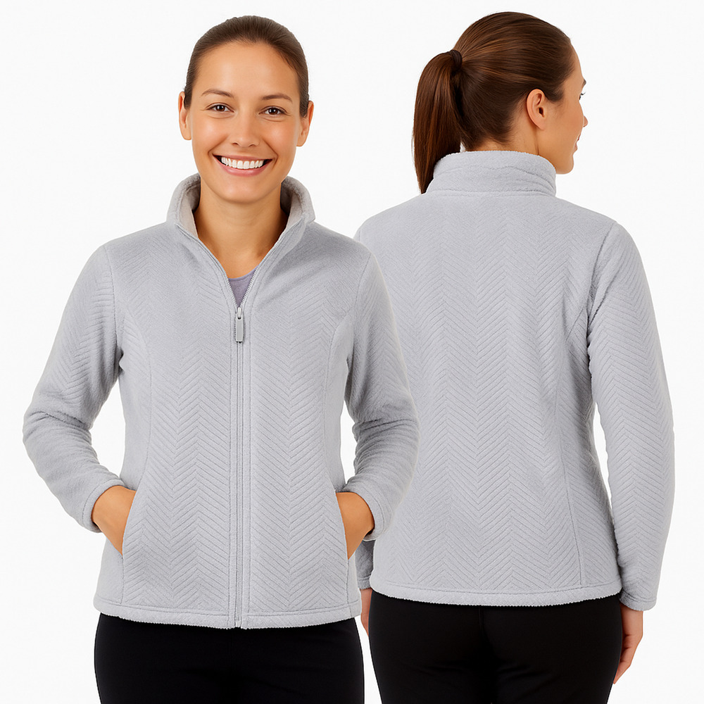 NWT FREE2B Peak Butter Pile Fleece Full Zip Jacket Grey Size S